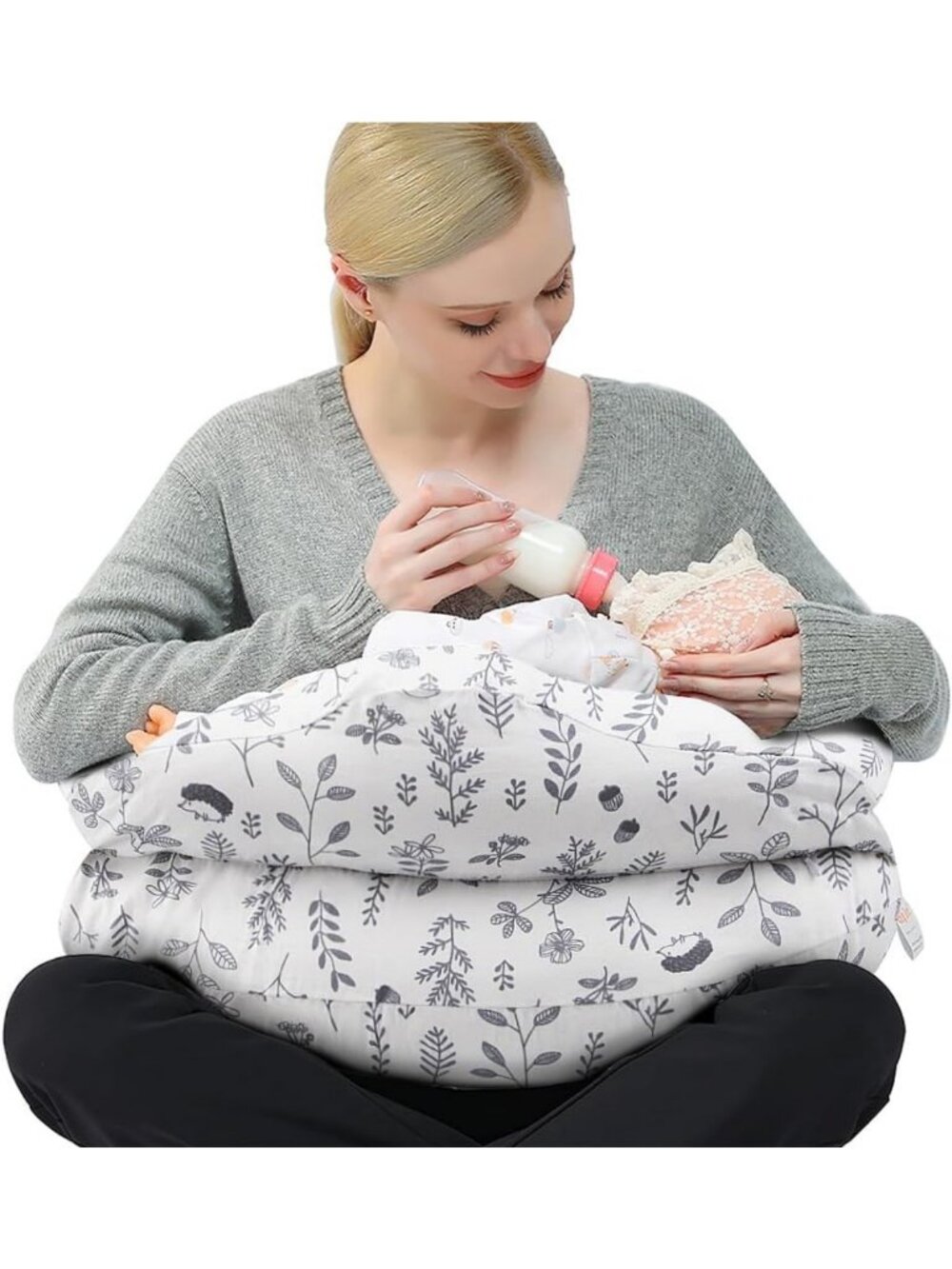Adjustable Nursing Pillow for Breastfeeding & Bottle Feeding, Large Support